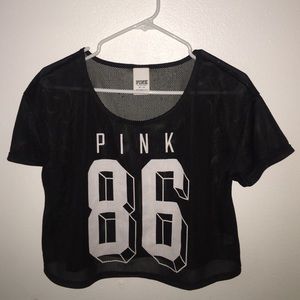 SOLD - PINK mesh crop-top!
