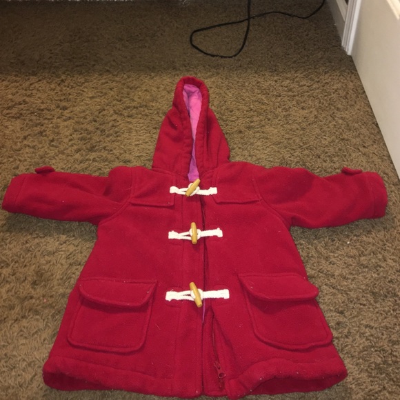 a red coat from baby gap