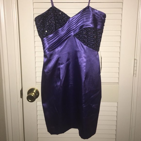 Arden B Strapless Sweetheart/Sequin Purple Dress - Picture 1 of 2