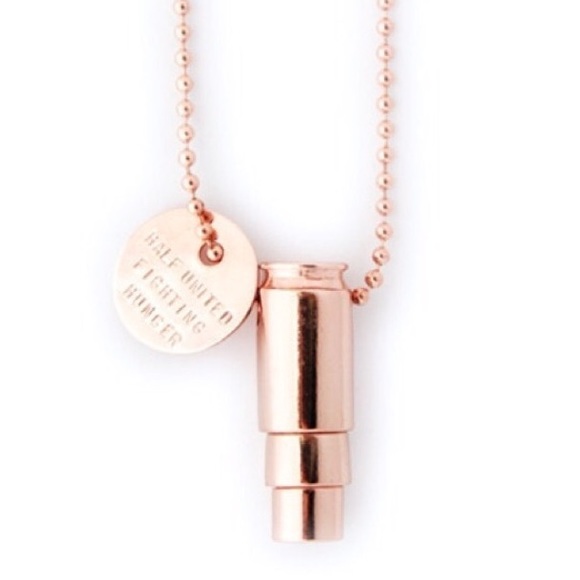 HalfUnited Rose Gold Bullet Necklace NWT - Picture 2 of 4