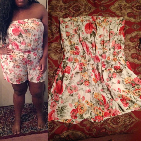 Floral romper, plus