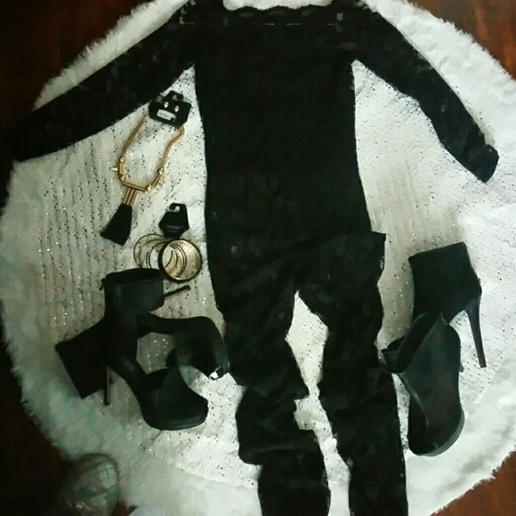 Black Lace Jumpsuit New Never Worn