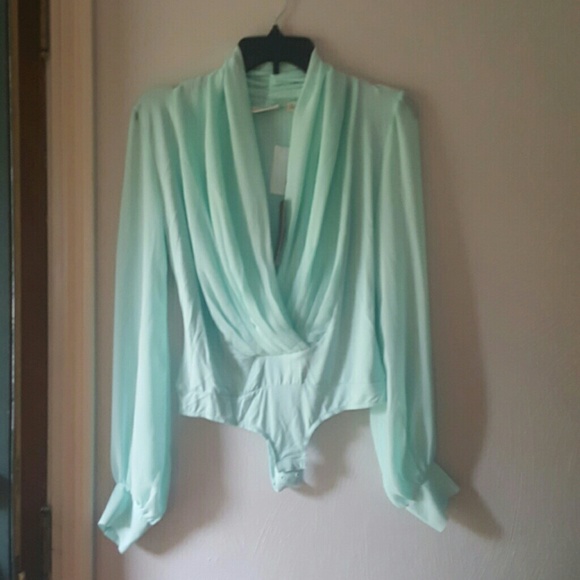 Eva Mendes Mint Bodysuit Blouse