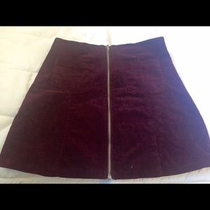 Brandy Melville corduroy zip-up miniskirt in Wine