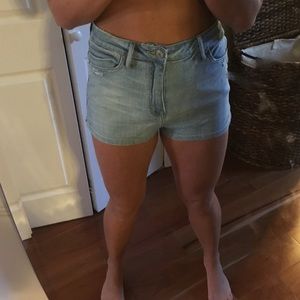 High waisted jean shorts
