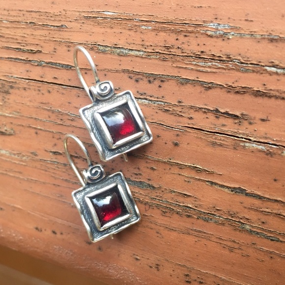 Sterling Silver Garnet Silpada Dangle Earrings