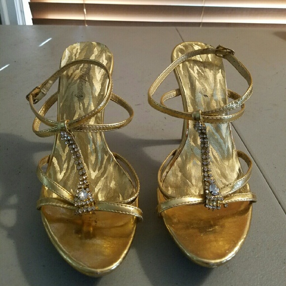 Gold high heels