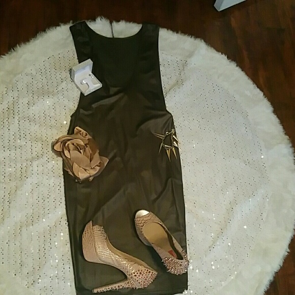 Bronze or Brown Faux Leather Dress