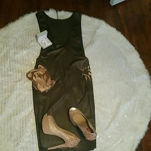 Bronze or Brown Faux Leather Dress