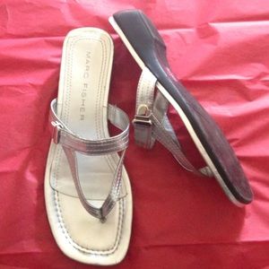 Gently used Marc Fisher Silver Sandals