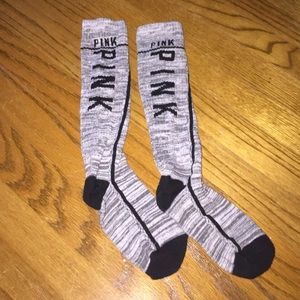 PINK gray knee socks