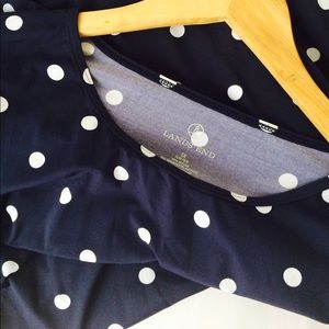 🆕Lands End long-sleeved navy polka dot rash guard
