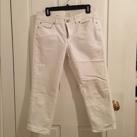 The Loft Cropped White Jeans