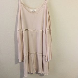 Cream colored open shoulder dress