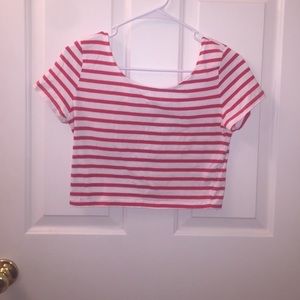 Red and white striped crop top