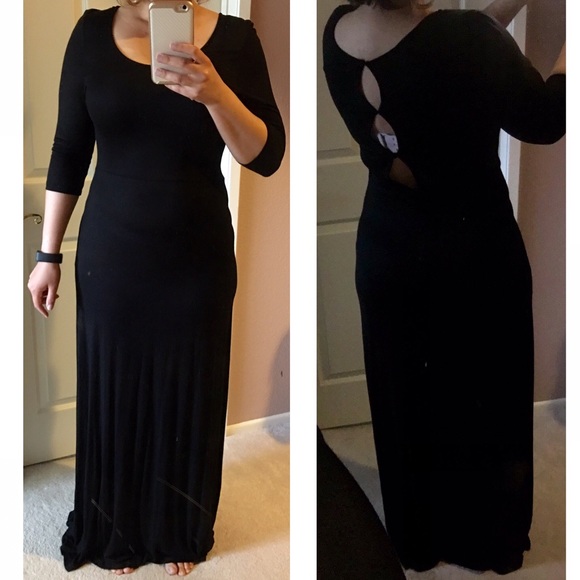 🚫SOLD‼️H&M 3/4 Sleeve Black Maxi Dress