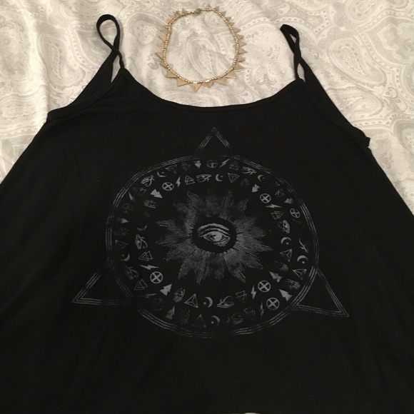 Urban Outfitters Tops - UO Black cotton tank with design
