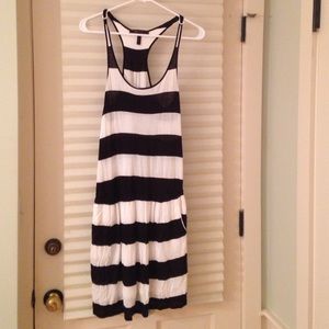 BCBG Maxazaria black and white striped coverup.