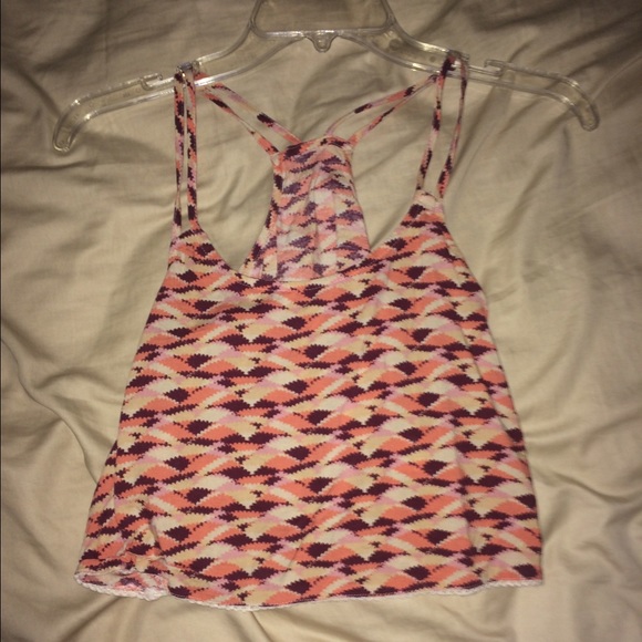 Colorful razor back spaghetti strap crop top.