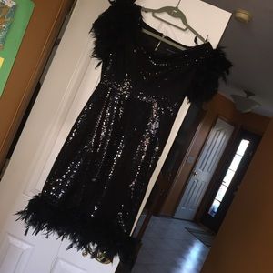 Black sequined party flapper dress size 8