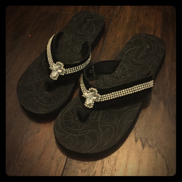 Montana West Shoes - Montana West embellished cross flip flops comfy