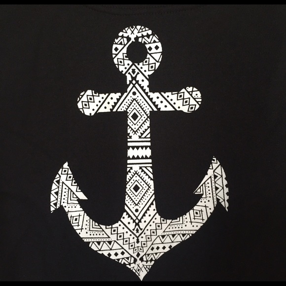 Anchors Aweigh Tribal Sweatshirt Black White Sold - Picture 3 of 4