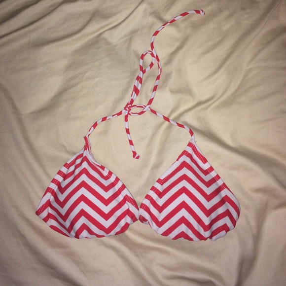 Red and white bikini top.