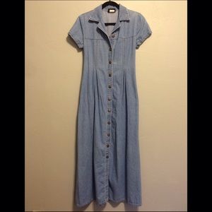 Vintage 90's denim maxi dress with collor