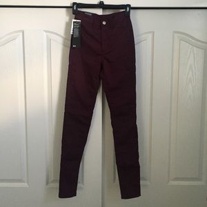 Maroon high waisted jeans