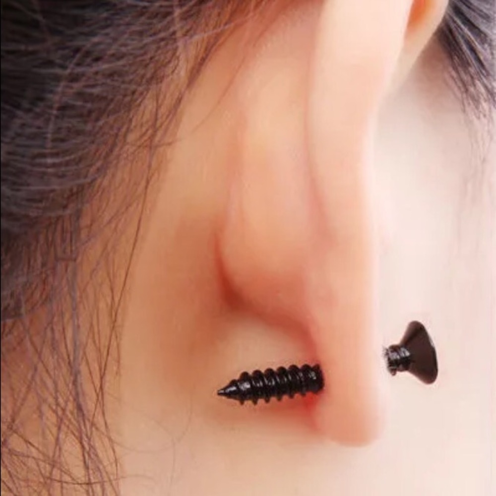 (M2) Gold Screw Earrings - Picture 5 of 6