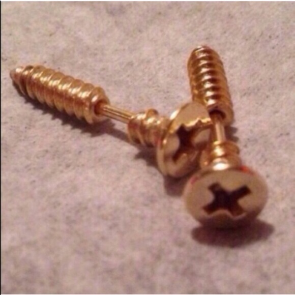 (M2) Gold Screw Earrings - Picture 2 of 6