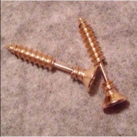 (M2) Gold Screw Earrings - Picture 3 of 6