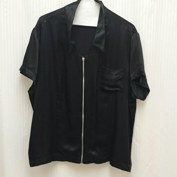 Black zipper front blouse