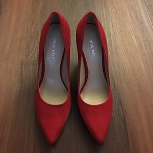 {Nine West} Red Suede Pumps