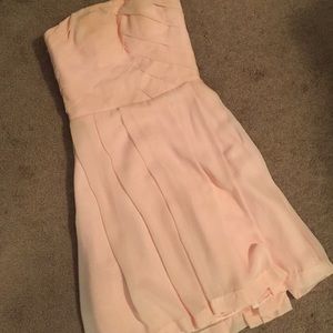 Baby pink short strapless homecoming dress!