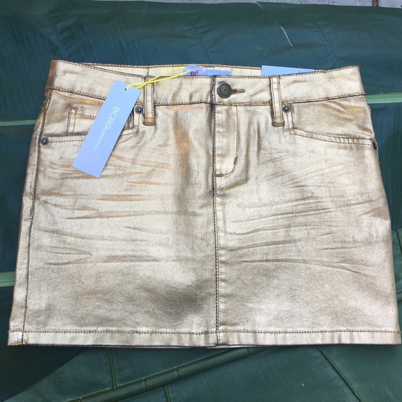 BCBGeneration skirt metallic gold skirt.
