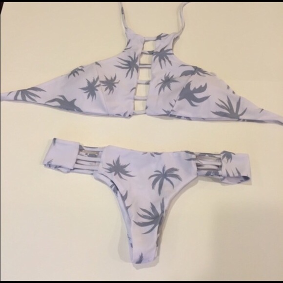 White and Grey Palm Tree Bikini
