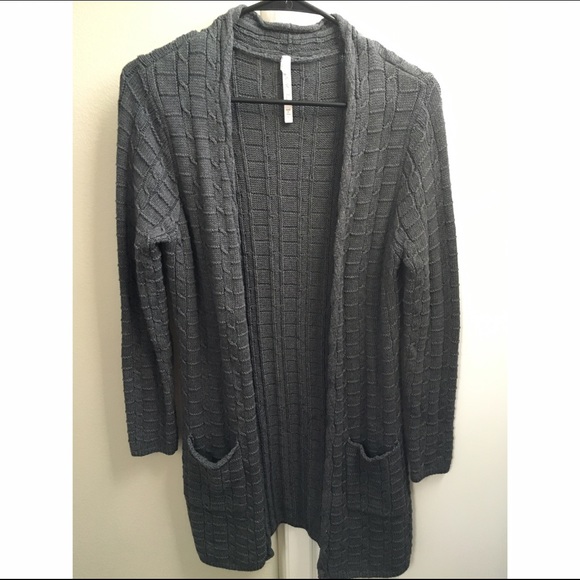 Charcoal Knitted Long Cardigan