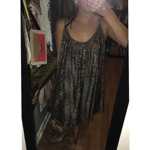 Black gold print dress