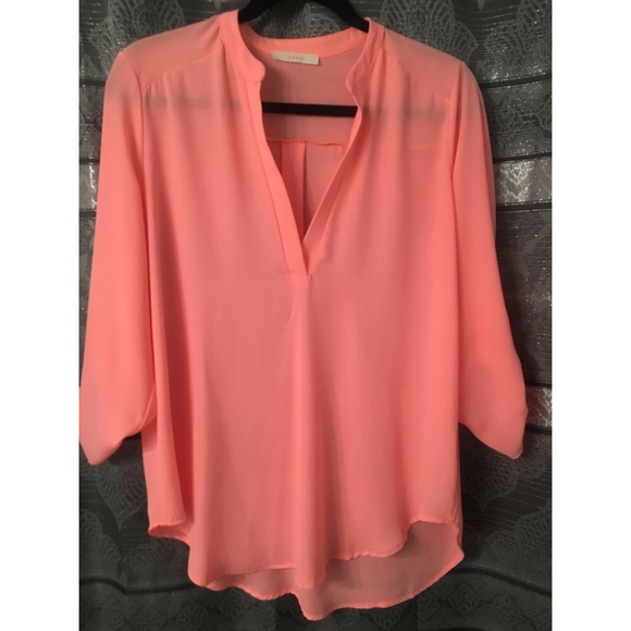 Lush coral perfect roll-tab sleeve tunic