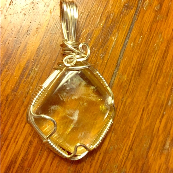 Yellow calcite handmade pendant