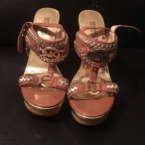 Brown and gold Michael Kors Wedges