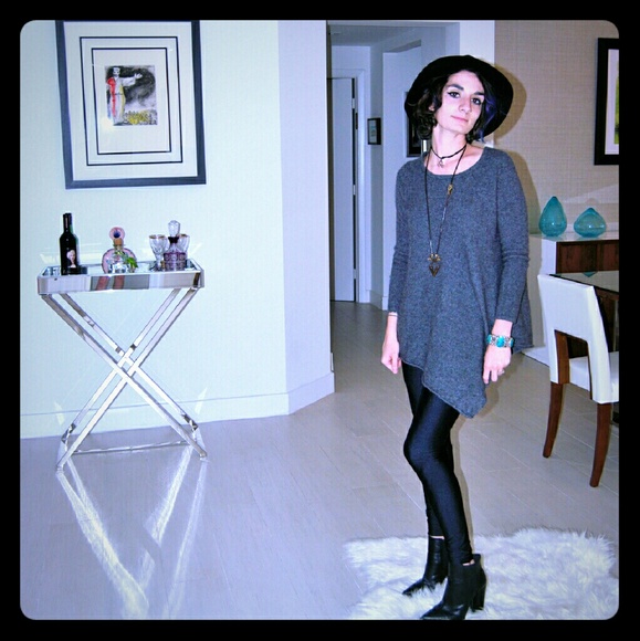 100% Cashmere Gray Sweater Dress X