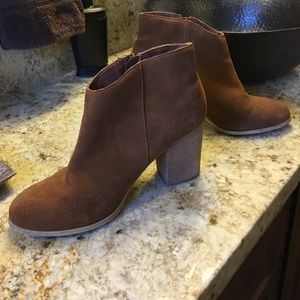 Brown suede UO ankle booties
