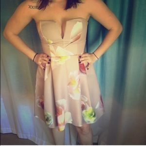 ASOS champagne and floral dress