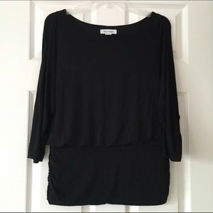 WHBM Black 3/4 Sleeve Doleman Top