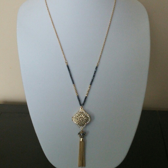Gold & Blue Pendant Necklace