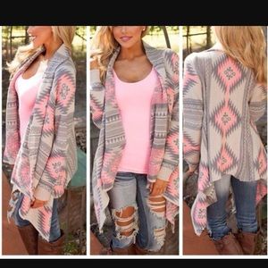 Pink and grey Aztec cardigan