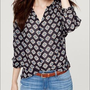 LOFT Diamond Floral Sheer Blouse