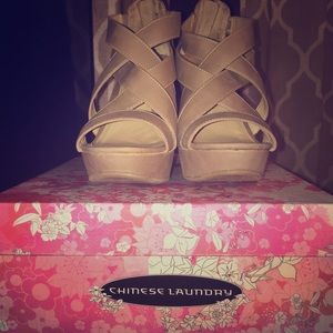 Chinese Laundry Taupe Wedges